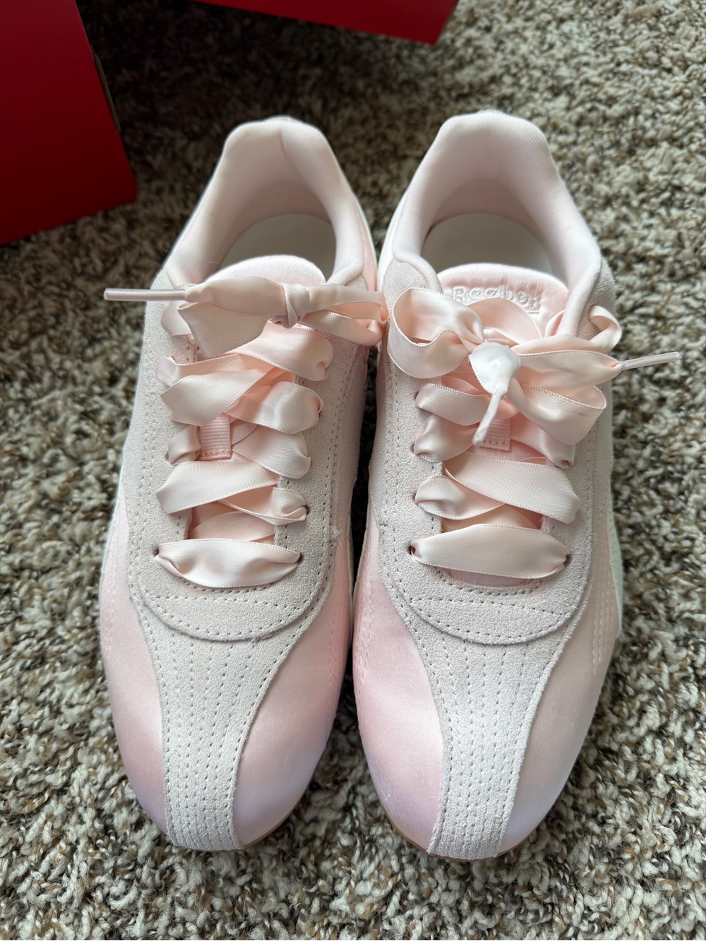 Reebok Women's Light Pink Satin Ribbon Sneakers